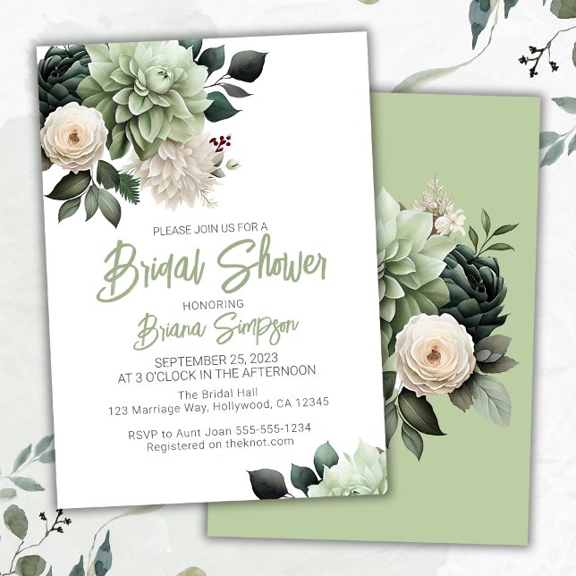 Invitación Sage Green Floral Bridal Shower (Subido por el creador)