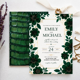 Invitación Sage Green Floral Elegant Botanical Greenery Gold