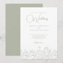 Sage Green Floral Elegante Boda de Flores Silvestr