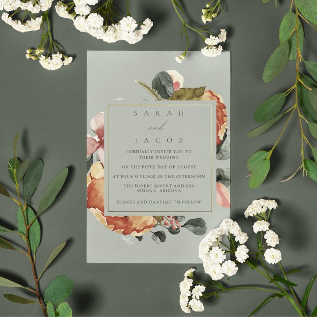 Invitación Sage Green Floral Garden Wedding (Sage Green Floral Garden Wedding Invitation)