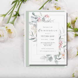 Invitación Sage Green Floral Moderna Quinceañera