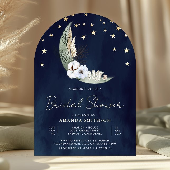 Invitación Sage Green Floral Moon Arch Naval Bridal Shower (Subido por el creador)