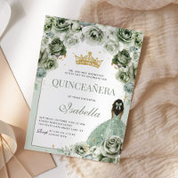 Sage Green Floral Quinceanera Mis Quince Anos