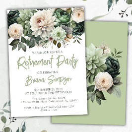 Invitación Sage Green Floral Retirement Fiesta