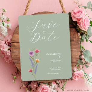 Invitación Sage Green Floral Save the Date Card