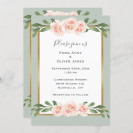 Invitación Sage Green Floral Watercolor Romántico Boda