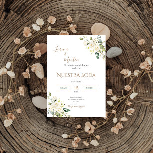 Invitación Sage Green Floral wedding invitation in Spanish