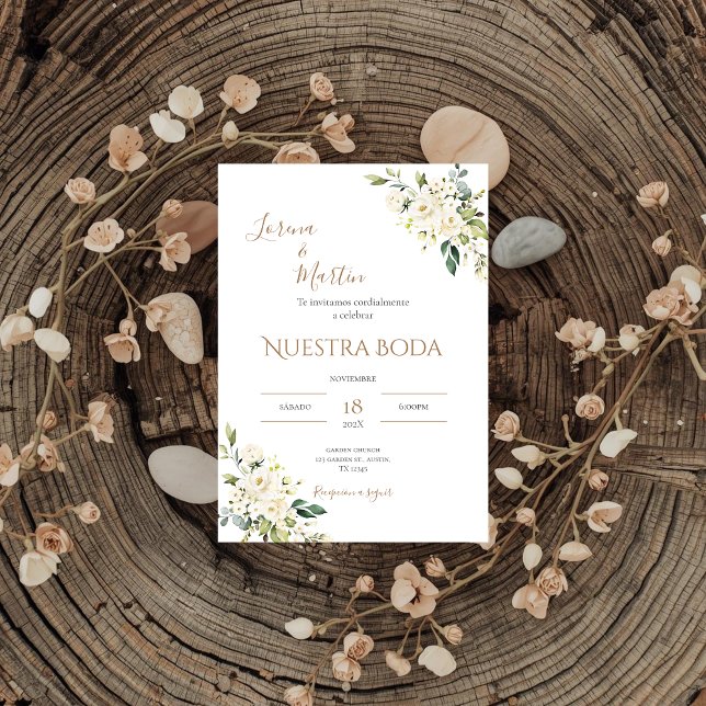 Invitación Sage Green Floral wedding invitation in Spanish (Subido por el creador)