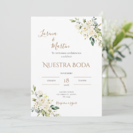 Invitación Sage Green Floral wedding invitation in Spanish