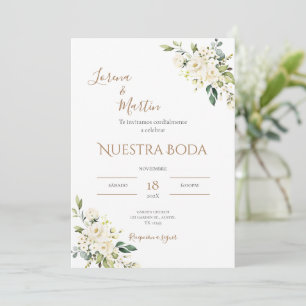 Invitación Sage Green Floral wedding invitation in Spanish