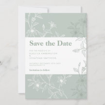 Sage Green Floral Wedding Save The Date Card