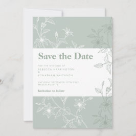 Invitación Sage Green Floral Wedding Save The Date Card
