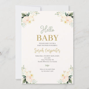 Invitación Sage Green Flowers Baby Shower