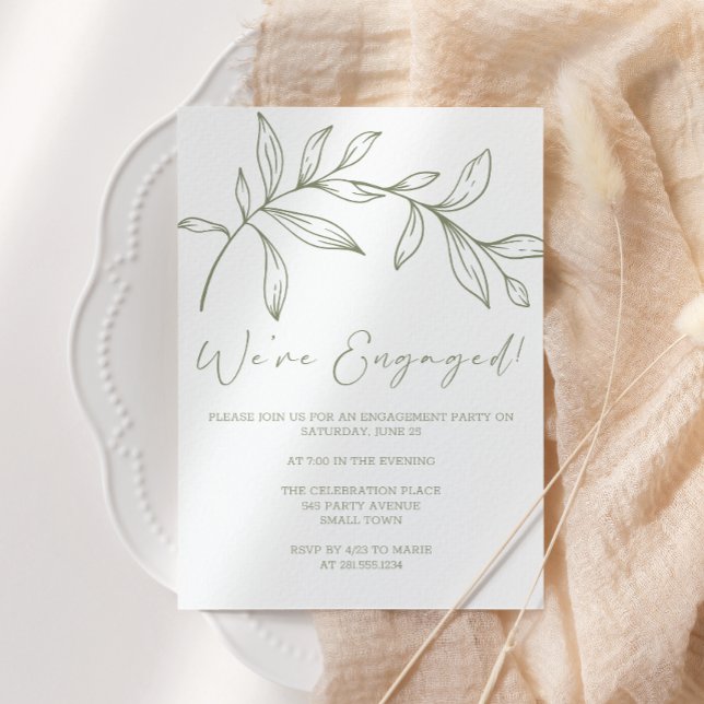Invitación Sage Green Flowers Boho Engagement Party (Subido por el creador)