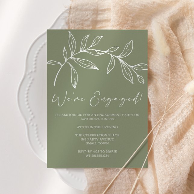Invitación Sage Green Flowers Boho Engagement Party (Subido por el creador)