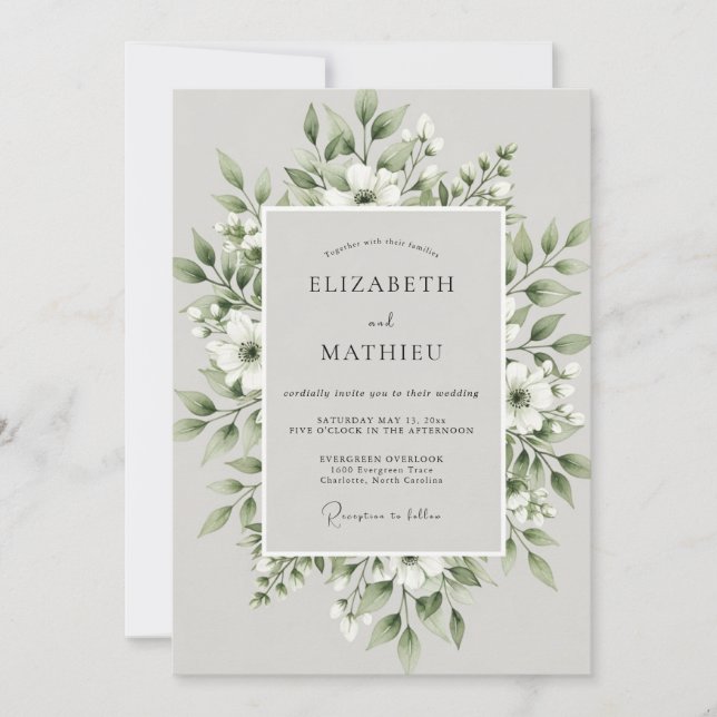 Invitación Sage Green Foliage Bloom Wedding (Anverso)