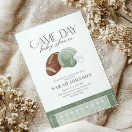 Invitación Sage Green Football Game Day Baby Shower