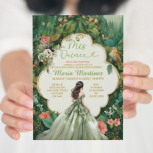 Invitación Sage Green Forest Vestido Floral Princesa Mis Quin
