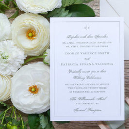 Invitación Sage Green Framed Elegant Monograma Boda Sitio Web