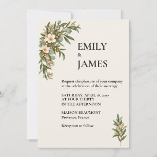 Invitación Sage Green French Botanical Wedding