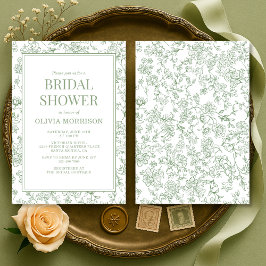 Invitación Sage Green French Chinoiserie Floral Bridal Shower