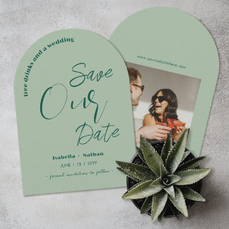Invitación Sage Green Fun Free Bebés Salvar Al Boda De Fechas
