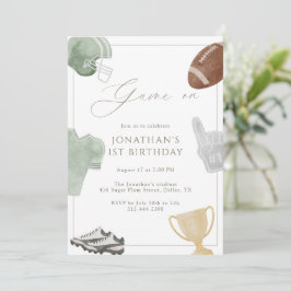 Invitación Sage Green Game On Football Birthday