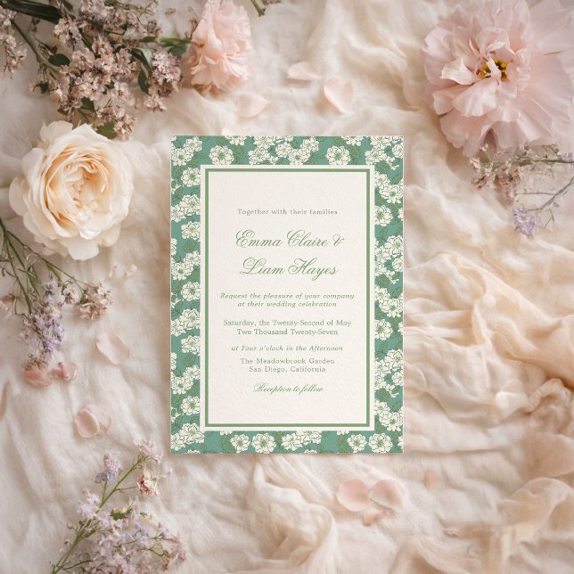 Invitación Sage Green Garden Chinoiserie Wedding Invitation (Subido por el creador)