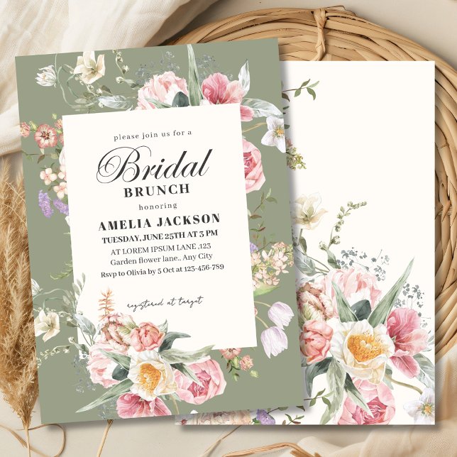 Invitación Sage green garden flower spring Bridal shower (Subido por el creador)