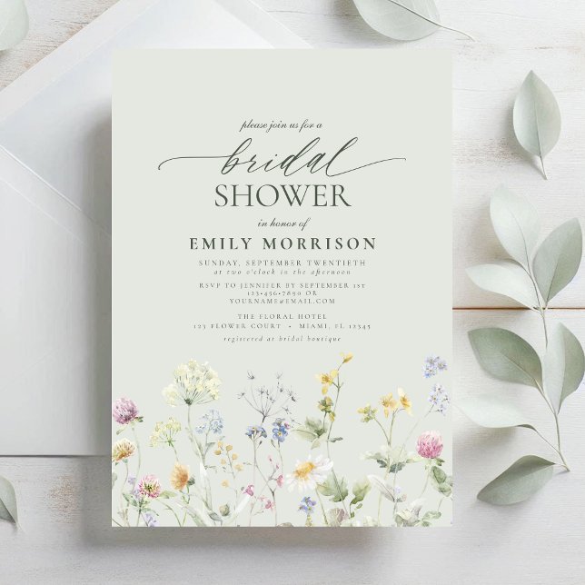 Invitación Sage Green Garden Flowers Watercolor Bridal Shower (Subido por el creador)