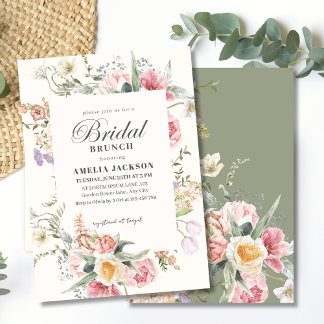 Invitación Sage green garden wildfloral spring Bridal shower