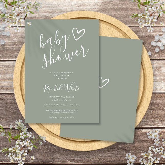 Invitación Sage Green Gender Neutral Baby Shower (Sage Green Gender Neutral Baby Shower Invitation)
