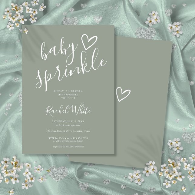 Invitación Sage Green Gender Neutral Baby Sprinkle Shower (Sage Green Gender Neutral Baby Sprinkle Shower Invitation)