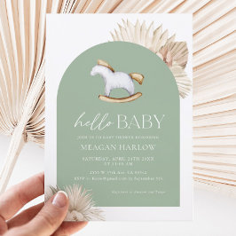 Invitación Sage Green Gender Neutral Hello Baby Shower