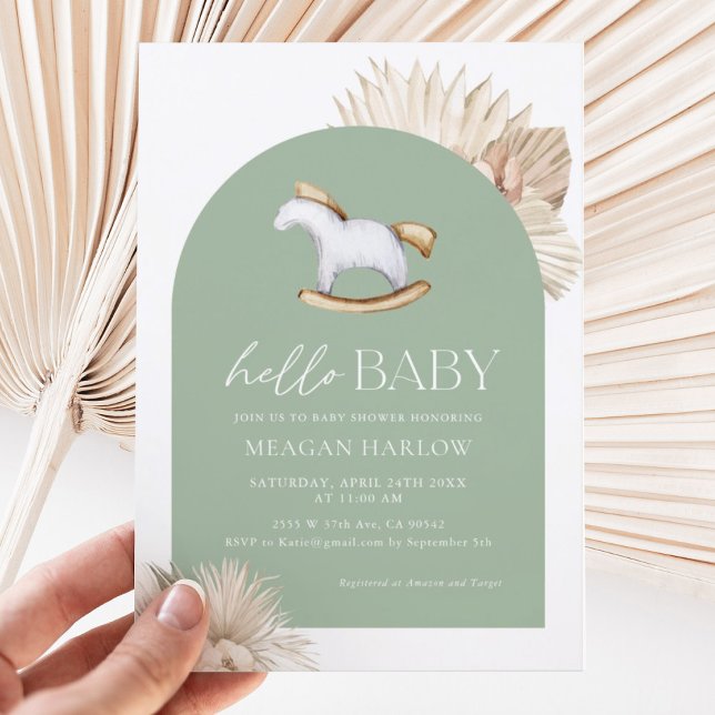 Invitación Sage Green Gender Neutral Hello Baby Shower (Subido por el creador)