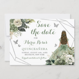 Invitación Sage Green Geometric Princess Quinceañera Floral