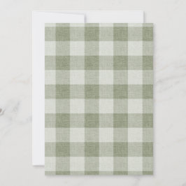 Invitación Sage Green Gingham Buffalo Check Linen Texture