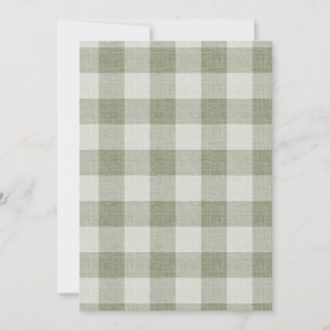 Invitación Sage Green Gingham Buffalo Check Linen Texture  (Anverso)