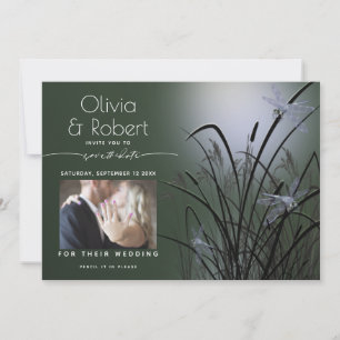 Invitación Sage Green Glow Save the Date Moonlight Dragonfly