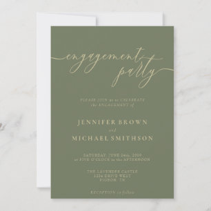 Invitación Sage Green Gold Casual Engagement Party
