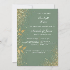 Invitación Sage Green Gold Photo Rehearsal Dinner Invitation
