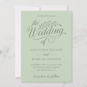 Invitación Sage Green Green Greeneration Elegant Calligraphy