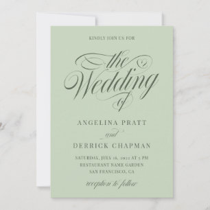 Invitación Sage Green Green Greeneration Elegant Calligraphy