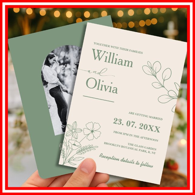 Invitación Sage Green Greenery Boho Boda Minimalista (Subido por el creador)