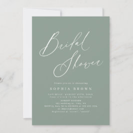 Invitación Sage Green guión moderno mínimo ducha de novia