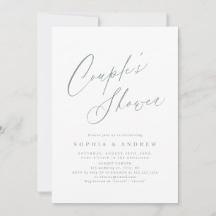 Invitación Sage Green guión moderno mínimo para parejas