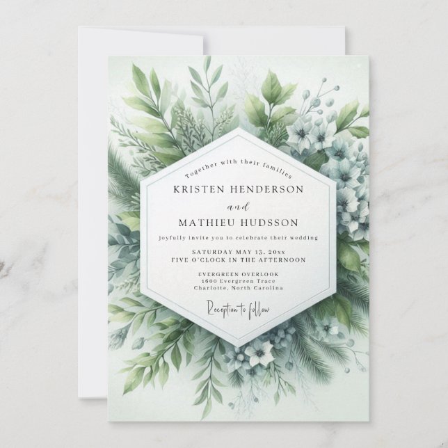 Invitación Sage Green Hazy Botanical Wedding (Anverso)