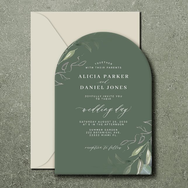 Invitación Sage green hojas boho arch boda (Subido por el creador)