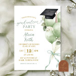 Invitación Sage Green Hydrangea Balloon Graduation Party Invi<br><div class="desc">Sage Green Hydrangea Balloon Graduation Party Invitation,  Sage Coquette Graduation Party Announcement,  Editable Graduation Party</div>
