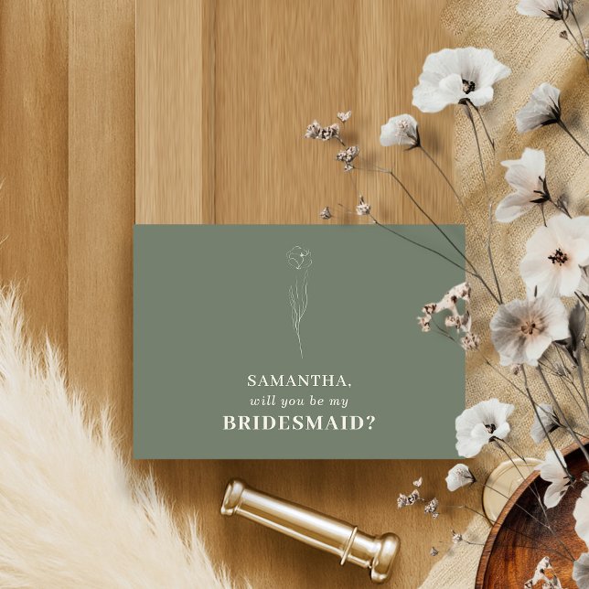 Invitación Sage green Indie Bohem ¿Serás mi dama de honor? (Subido por el creador)